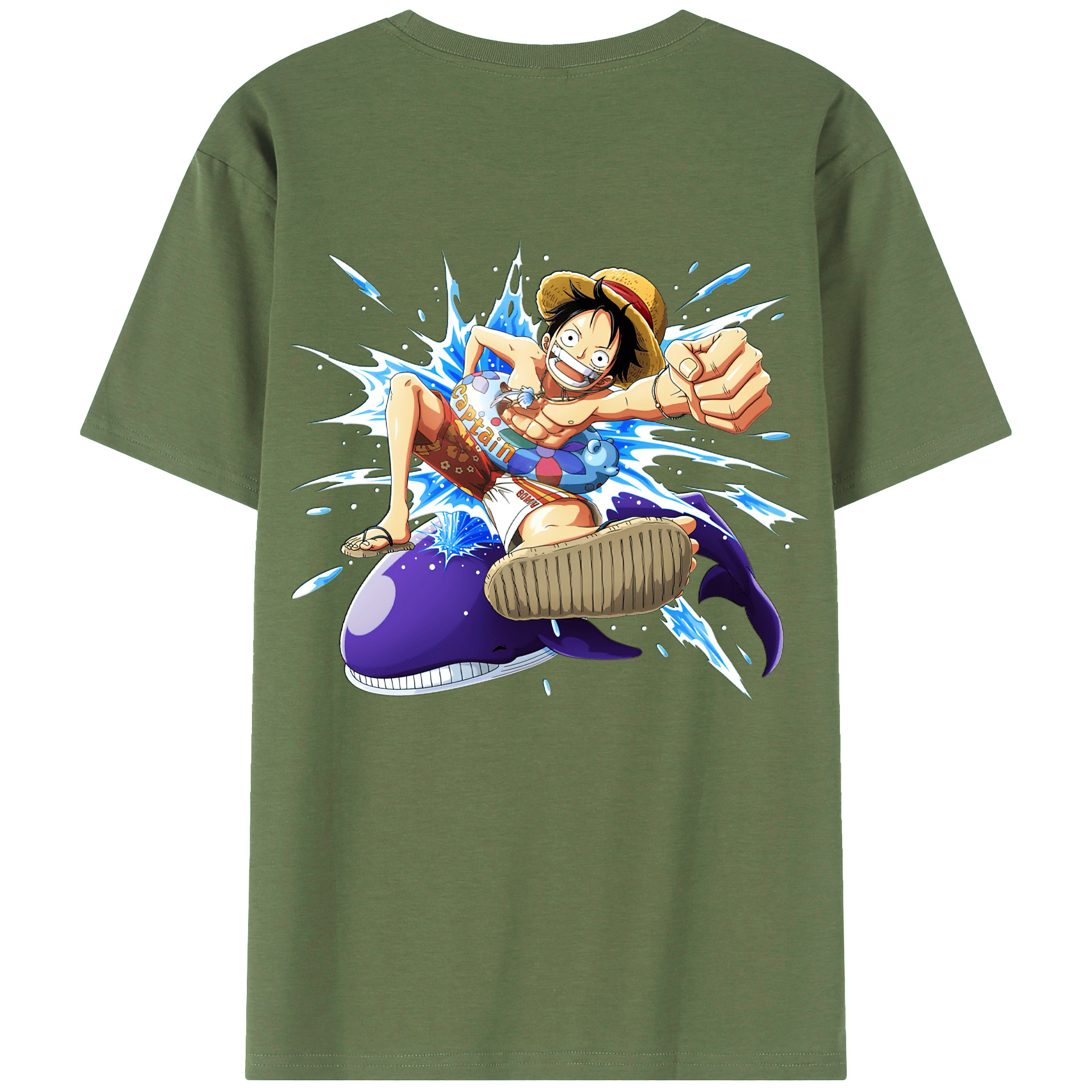 ワンピース モンキー・D・ルフィ ONE PIECE Monkey D. Luffy 綿100％ メンズ半袖Tシャツ（バックプリント） 通気性